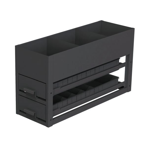 送料別途 直送品 バンキャビネット サイド棚 引き出し2段+棚1段タイプ 左右兼用 330×950×...