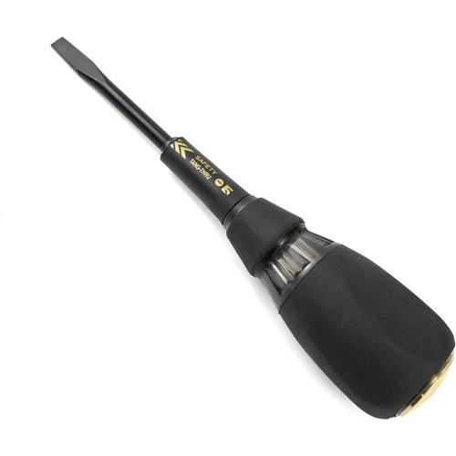 フジ矢 FUJIYA KUROKIN 安全貫通ドライバー -6×100mm 黒金 先端マグネット付 ...