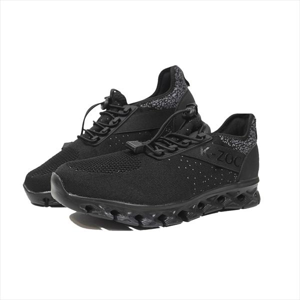 ゴム紐軽量通気シューズ 23.5cm ブラック ケイゾック KZS-111