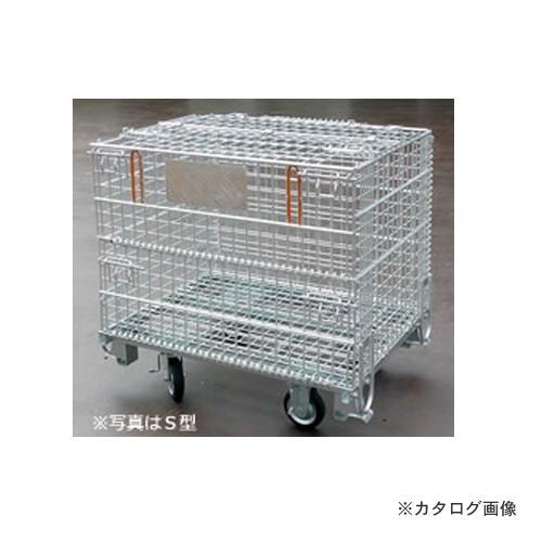 運賃見積り 直送品 伊藤製作所 123 吊り上げ式かご型パレットＬ型 フタ付キャスター付 1台 PM...