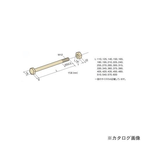カネシン 六角ボルト (100本入) M12×195