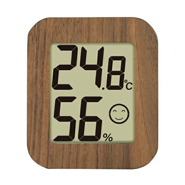 デジタル温湿度計 環境チェッカー ミニ 木製 ダークブラウン 81×70×23mm 大文字 7323...