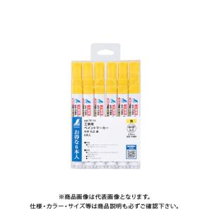 シンワ測定 工事用 ペイントマーカー 中字 丸芯 黄 6本入 79114｜plus1tools