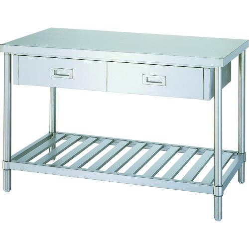 (直送品)シンコー ステンレス作業台片面引出付スノコ棚 間口900×奥行600×高さ800 WDS-...