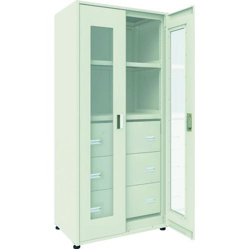 (個別送料2000円)(直送品)TRUSCO M3型ユニット中量棚 両開きアクリル扉・背・側パネル付...