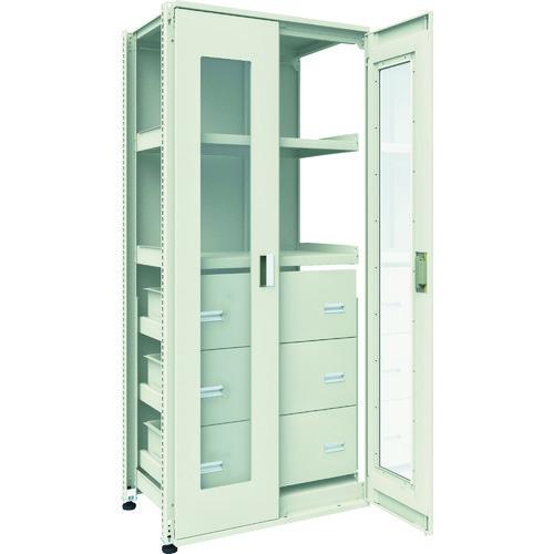 (個別送料2000円)(直送品)TRUSCO M3型ユニット中量棚 両開きアクリル扉・背パネル付 H...