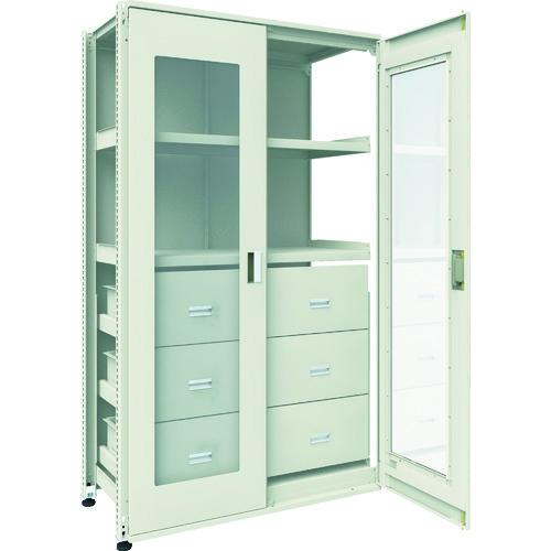 (個別送料2000円)(直送品)TRUSCO M3型ユニット中量棚 両開きアクリル扉・背パネル付 H...