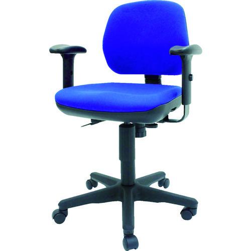 (送料別途)(直送品)TRUSCO オフィスチェア 布張り 肘付 ブルー T-05A-B