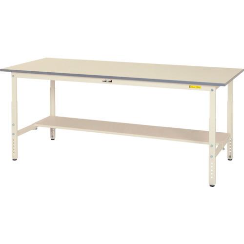 (送料別途)(直送品)ヤマテック ワークテーブル150 高さ調整タイプ半面棚板付 W1500×D90...