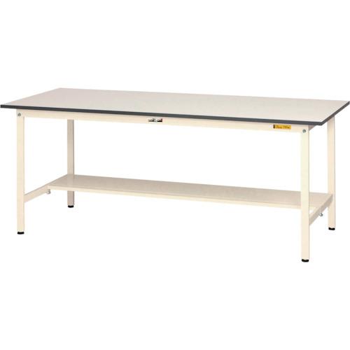 (送料別途)(直送品)ヤマテック ワークテーブル150シリーズ 固定式 半面棚板付 W1500×D9...