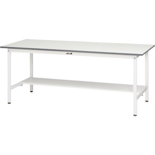 (送料別途)(直送品)ヤマテック ワークテーブル150シリーズ 固定式 半面棚板付 W1500×D7...