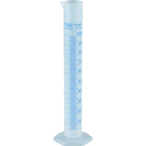 TRUSCO メスシリンダー 100ml 青目盛付 PP製 MS100