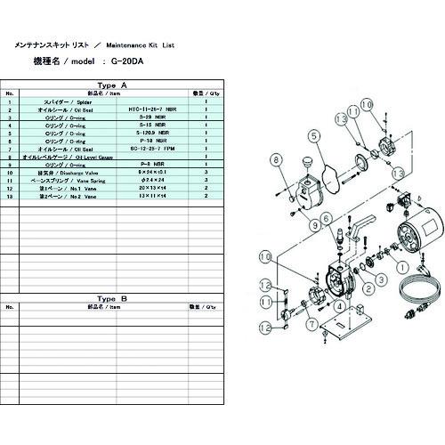 ULVAC G-20DA用メンテナンスキット G-20DA MAINTENANCEKIT