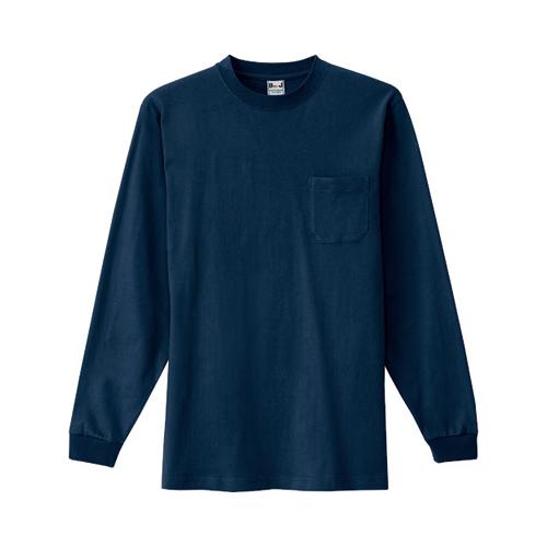 長袖Tシャツ ポケット付 男女兼用 ネイビー S AZ-10530-008-S アイトス AITOZ