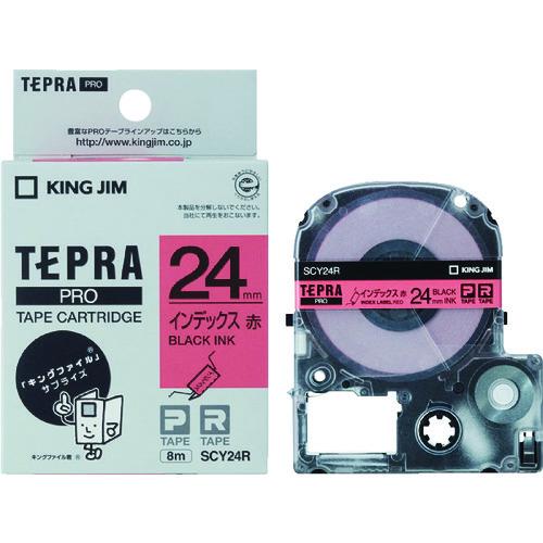 KING JIM 【純正】「テプラ」PROテープ 24mm インデックスラベル/赤ラベル/黒文字 長...