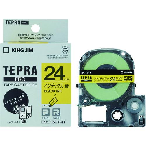 KING JIM 【純正】「テプラ」PROテープ 24mm インデックスラベル/黄ラベル/黒文字 長...