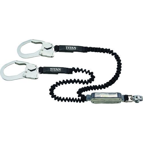 タイタン EXJ伸縮ストラップ式 タイプ1ランヤード ブラック/ブラック ダブル (墜落制止用器具)...