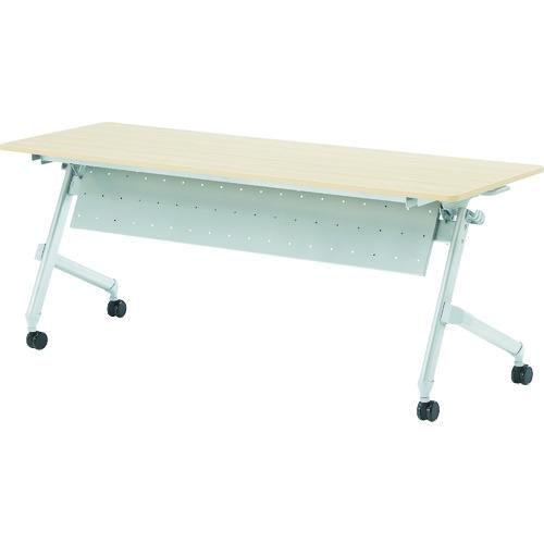 (送料別途)(直送品)TRUSCO 折りたたみ会議テーブル パネル付 1800X450 天板ナチュラ...