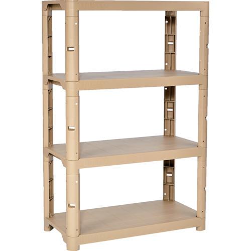 TRUSCO プラ棚 高さ1371-4段タイプ コーナーキャップ4個付 ライトサンド TPT-534...