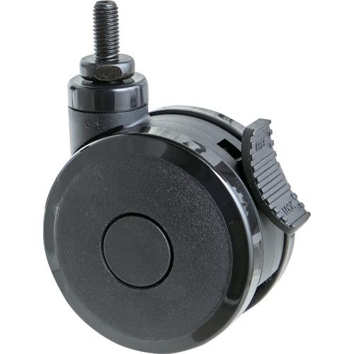 TRUSCO ねじ込み双輪キャスター エラストマ-車輪 自在ストッパー付 Φ100 M16 ブラック...