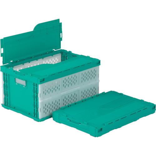 (運賃見積り)(直送品)サンコー フタ一体型折りたたみコンテナー 558570 ペタンコCー41Aグ...