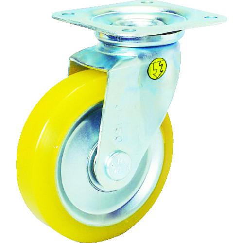 シシク 静電気帯電防止キャスター ウレタン車輪 自在 100径 EUWJ-100