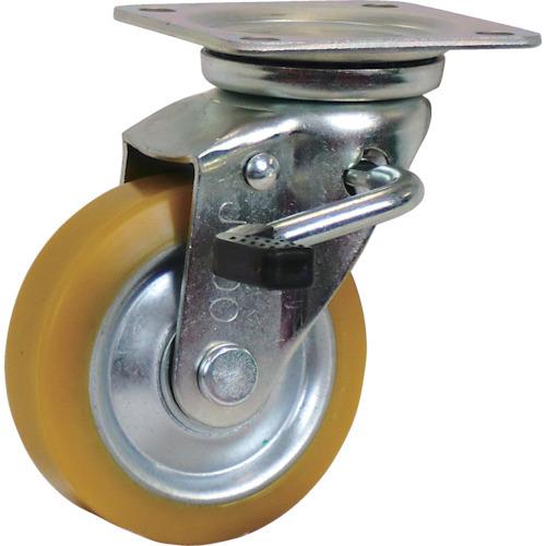 シシク 静電気帯電防止キャスター 自在ストッパー付 100径 ウレタン車輪 EUWJB-100