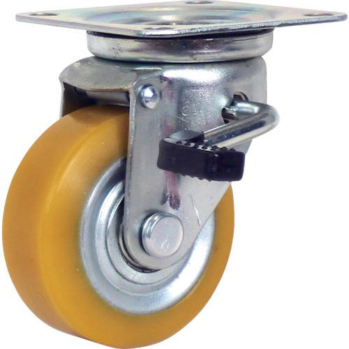 シシク 静電気帯電防止キャスター 自在ストッパー付 75径 ウレタン車輪 EUWJB-75