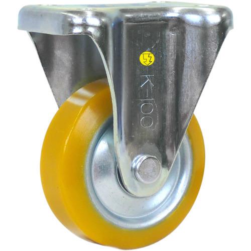 シシク 静電気帯電防止キャスター ウレタン車輪 固定 100径 EUWK-100