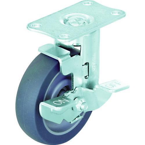TRUSCO 省音キャスター(プレート式)自在ストッパー付φ75エラストマー車 TYEF-75ELB...