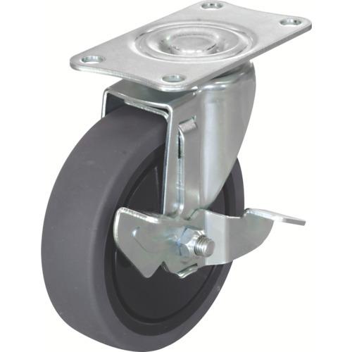 TRUSCO 省音キャスター(プレート式)自在ストッパー付φ100エラストマー車 TYSFHG-10...