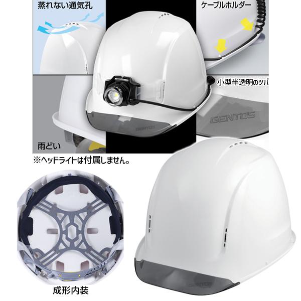 GENTOS GRIT ヘッドライト一体化可能ヘルメット 成型内装タイプ 白 GH01VYM-WH ...