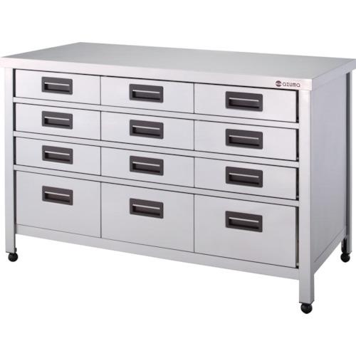 (送料別途)(直送品)アズマ ステンレス製縦型引出し付作業台 1200×600×800 引出し数12...