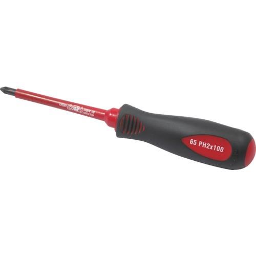 (送料別途)(直送品)Tech-EV 絶縁工具 スクリュードライバー +2 X100mm OLC63...