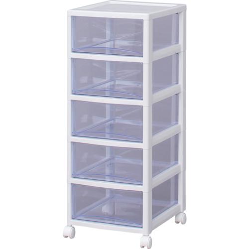 (運賃見積り)(直送品)IRIS 221255 スーパークリアチェスト ホワイト/クリアブルー 5段...