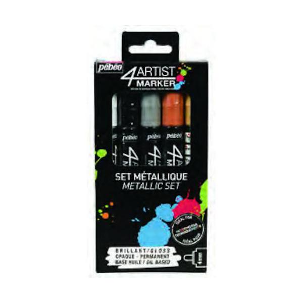 ペベオ pebeo 4アーティスト マーカー メタリック5色セット (4mm) 580892