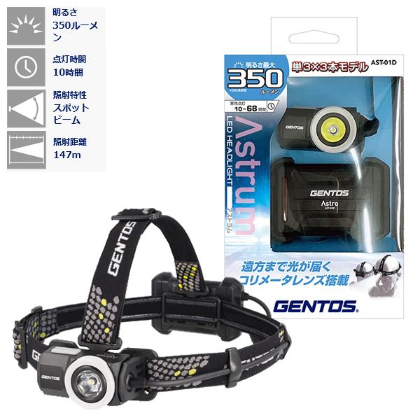 ジェントス GENTOS ヘッドライト アストラム 最大350ルーメン 単3×3本モデル AST-0...