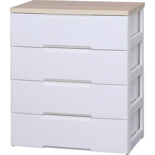 (送料別途)(直送品)IRIS 250138 ウッドトップチェスト 4段 ホワイト/ペアー HG-8...
