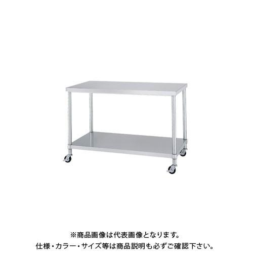 (送料別途)(直送品)シンコー キャスター付ステンレス作業台(ベタ棚仕様) 1200×450×800...