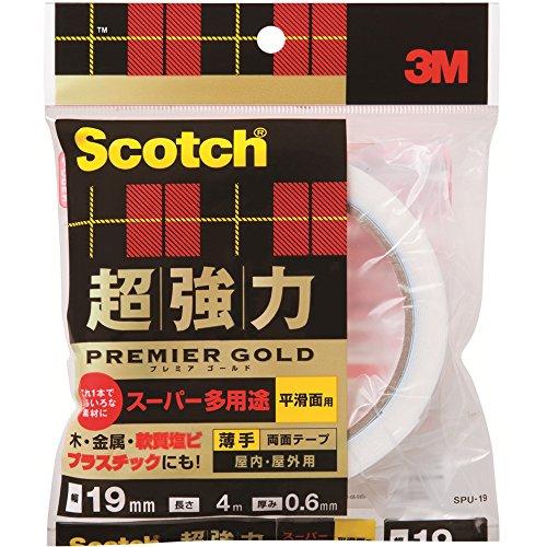 3M 両面テープ 超強力 スーパー多用途 薄手 幅19mm 長さ4ｍ スコッチ SPU-19 セミロ...