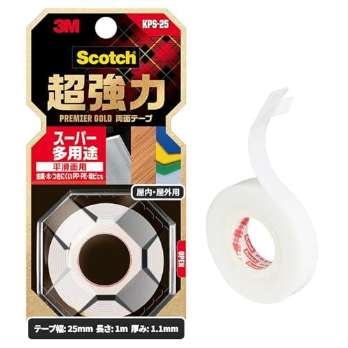 3M スコッチ 超強力両面テープ プレミアゴールド スーパー多用途 25mm×1m 1巻 KPS-2...