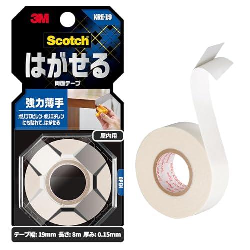 3M 両面テープ はがせる 強力 薄手 幅19mm 長さ8ｍ スコッチ KRE-19 小巻 掲示 仮...