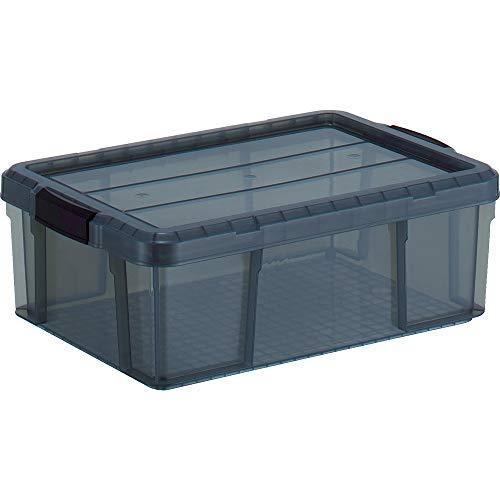TRUSCO(トラスコ) クリアライトボックス 収納ボックス 収納ケース 24L 黒半透明 TCR0...