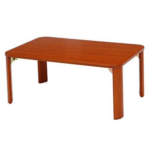 不二貿易 ローテーブル 折りたたみテーブル 幅90×奥行60×高さ32cm ブラウン 角が丸い 折れ...