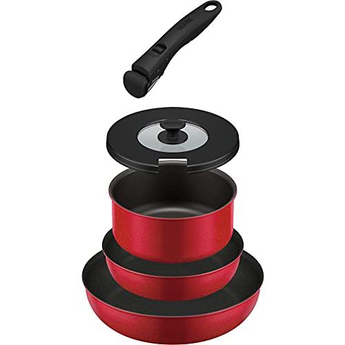 サーモス デュラブルシリーズ 取っ手のとれるフライパン5点セットAB IH対応 レッド KSA-5B...