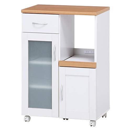 不二貿易 キッチン収納 食器棚 幅60×奥行39.5×高さ89cm ホワイト スライド棚 コンセント...