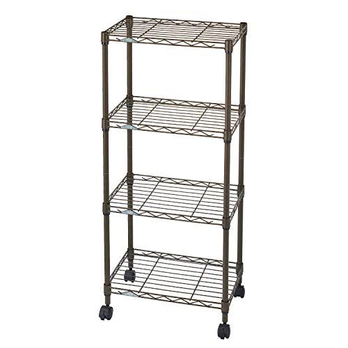 ドウシシャ ルミナス カラーラック ブラウン 4段 幅45 スリム オシャレでかわいい スチールラッ...