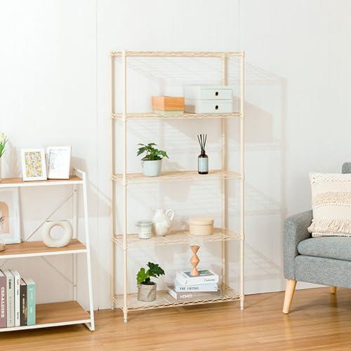 ドウシシャ ルミナス互換 5段 幅75 スリムスチールラック 棚 収納 ベージュ 北欧 全体耐荷重3...