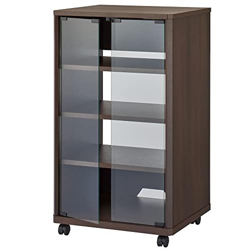 ハヤミ工産 オーディオラック ガラス扉付き 棚板3枚付属 キャスター付き ブラウン ES-525