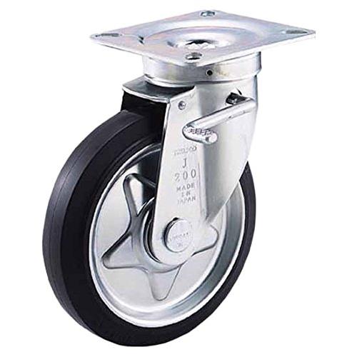 TRUSCO(トラスコ) プレス製ゴムキャスター 自在ダブルストッパー付 Φ200 TJB-200
